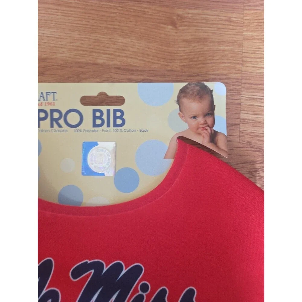NCAA Ole Miss Rebels Baby Bib Red NEW Washable All Pro Bib